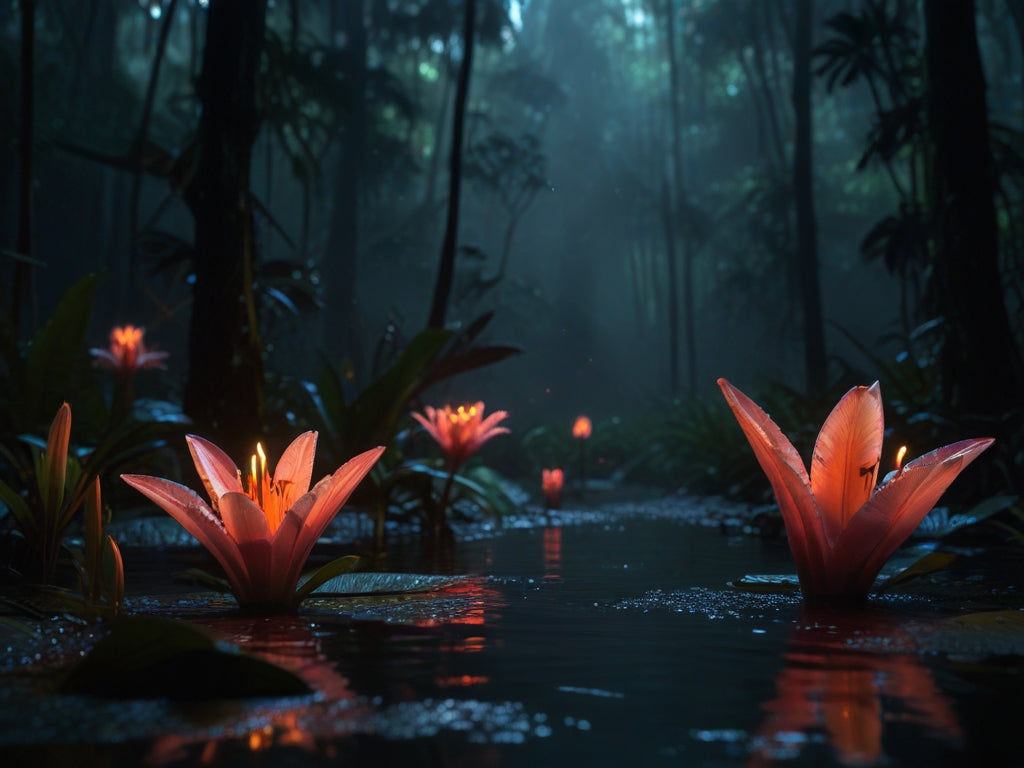 Lírios na Amazônia: Florescendo em Cores e Mistérios na Selva Vibrante