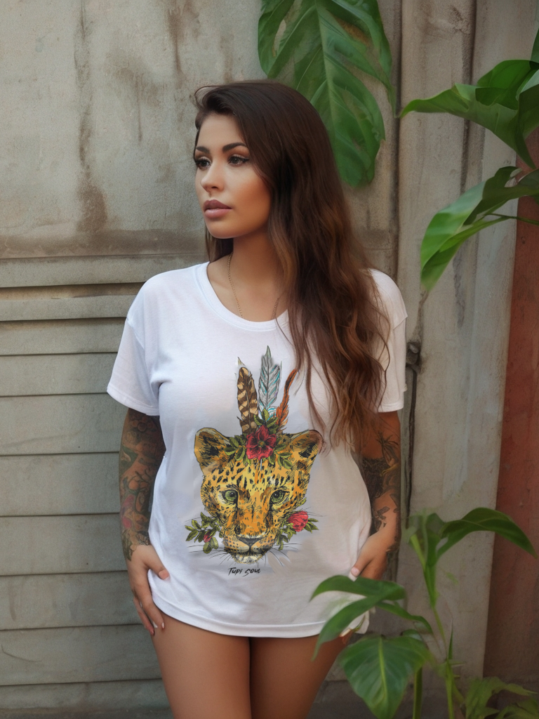Camiseta Onça-Pintada: Cultura Indígena Amazônica