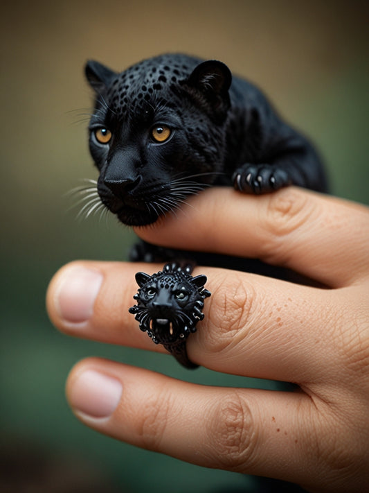 Miniatura de Pantera Negra nas Mãos de uma Pessoa na Amazônia