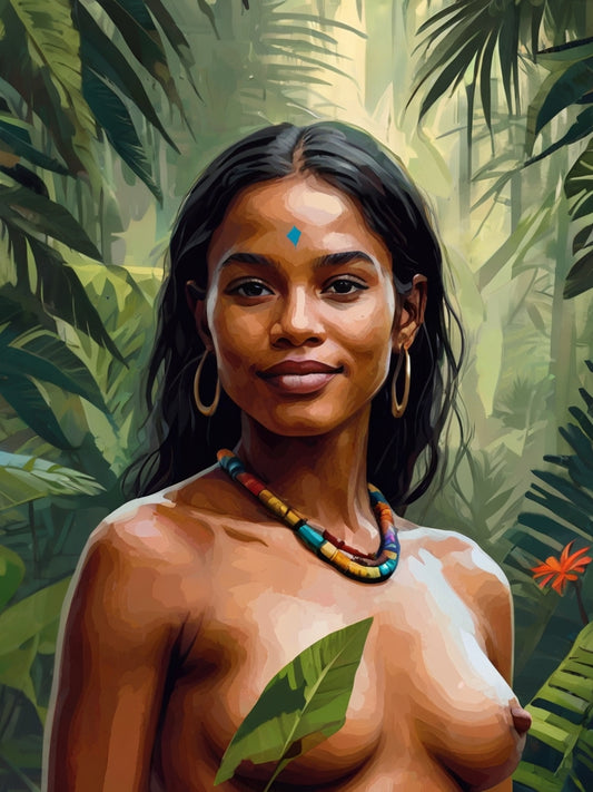 Nudez Artística de Mulher Indígena no Meio da Selva Amazônica