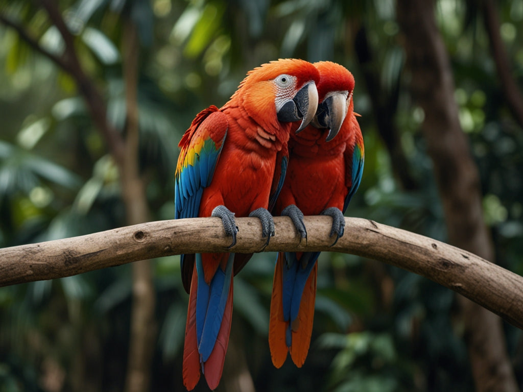 O Romântico Espetáculo da Natureza: Duas Araras Namorando na Amazônia