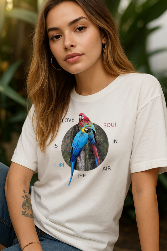 Amor na Amazônia: Camiseta Araras Vermelha e Azul