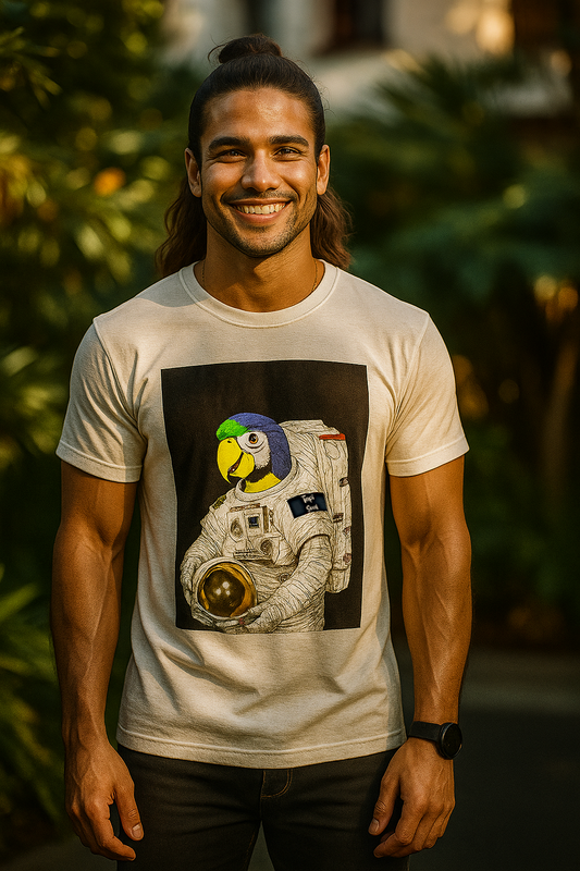 Arara Astronauta: Camiseta da Amazônia Espacial