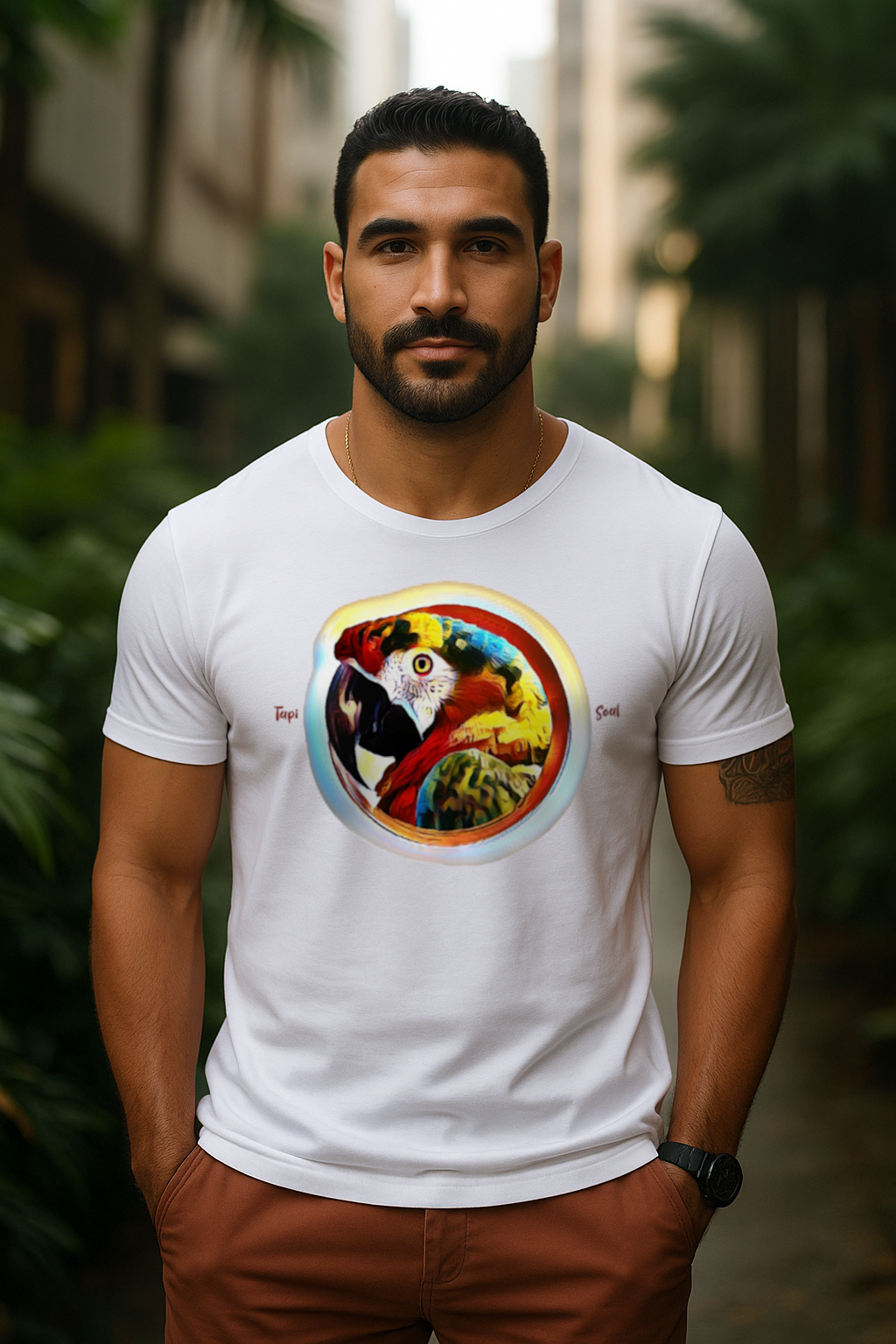 Arara Vermelha: Camiseta Obra-Prima da Natureza