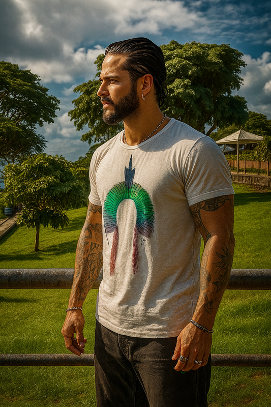 Camiseta Cocar Tie-dye: Fusão entre Tradição e Moda