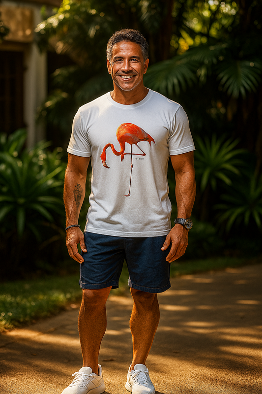 Camiseta Elegância Selvagem do Flamingo Vermelho