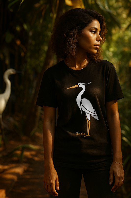 Camiseta Garça Tupi: Graciosidade da Amazônia