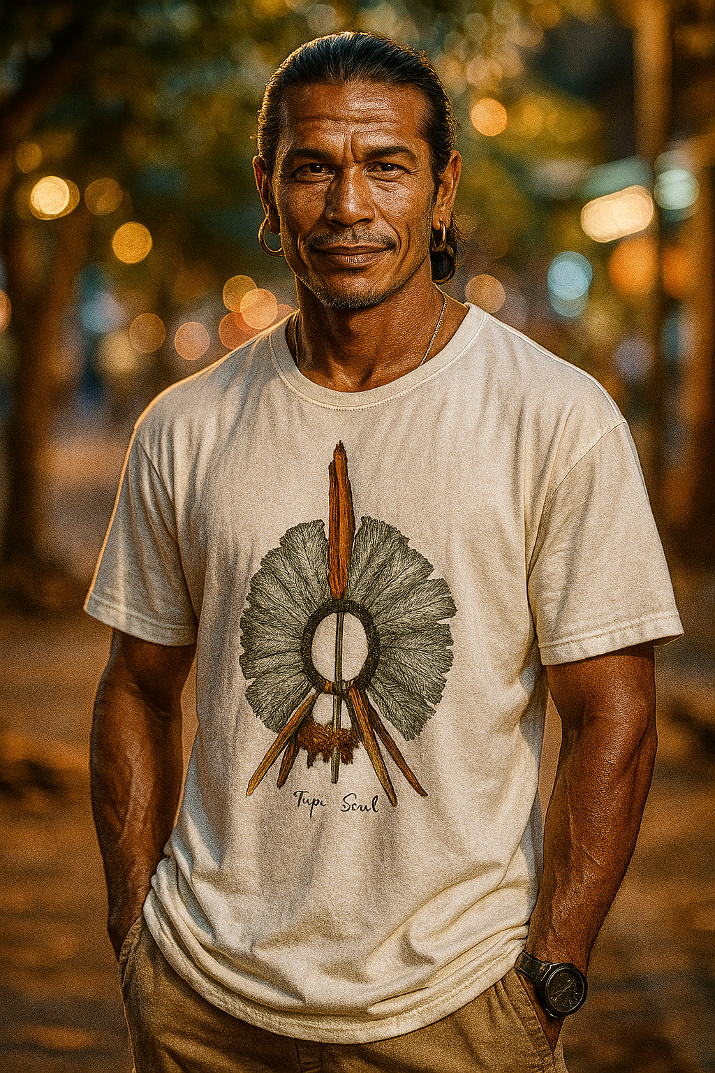 Cocar Indígena: Camiseta Essência da Amazônia