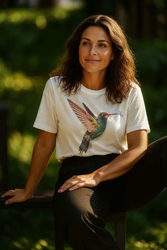 Delicadeza da Amazônia: Camiseta Beija-flor Voando