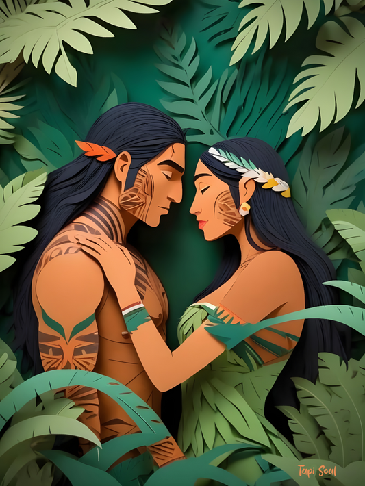 Quadro Raízes: Casal Originário da Amazônia