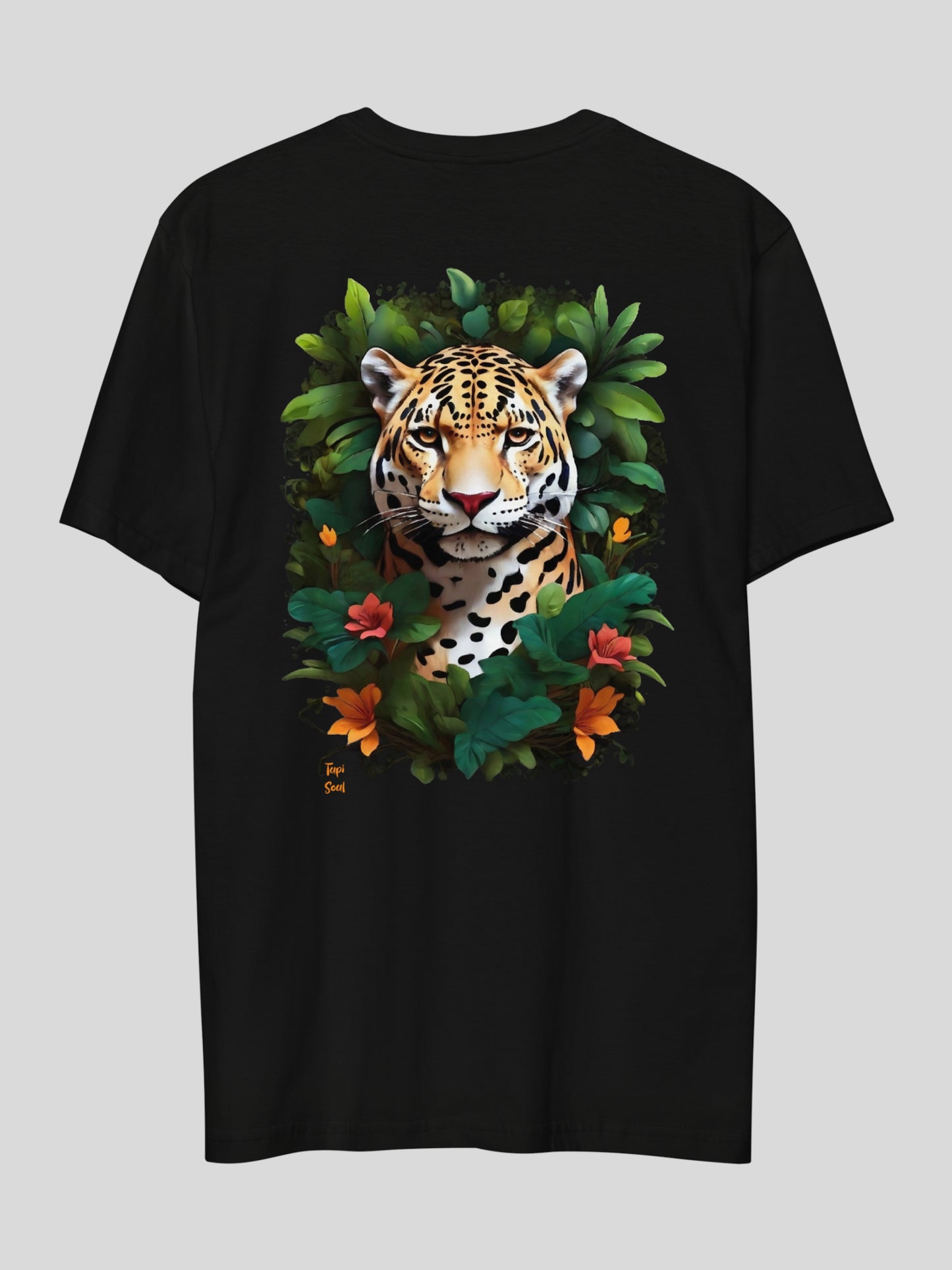 Camiseta Onça Pintada entre Plantas Amazônicas