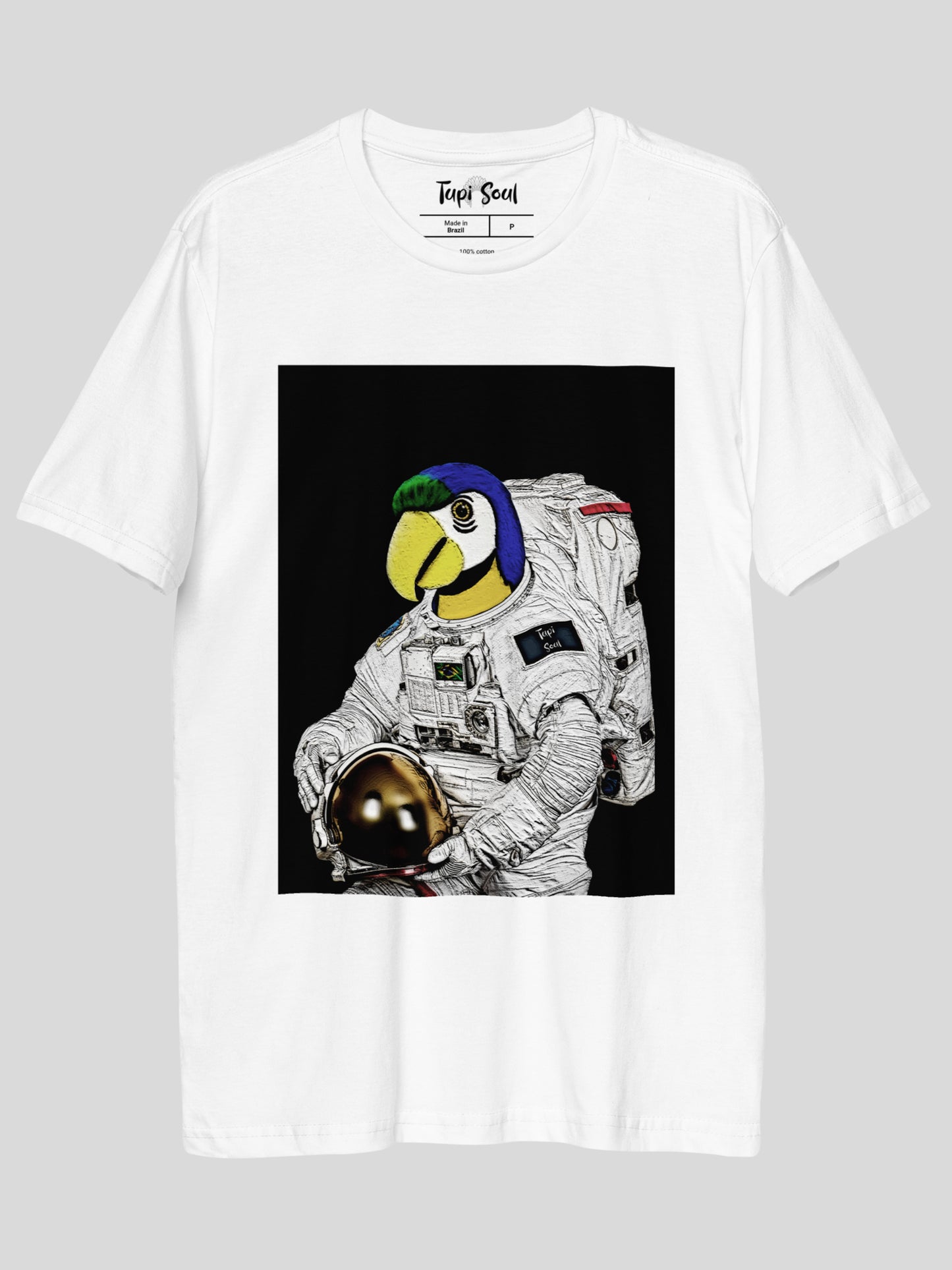 Arara Astronauta: Camiseta da Amazônia Espacial