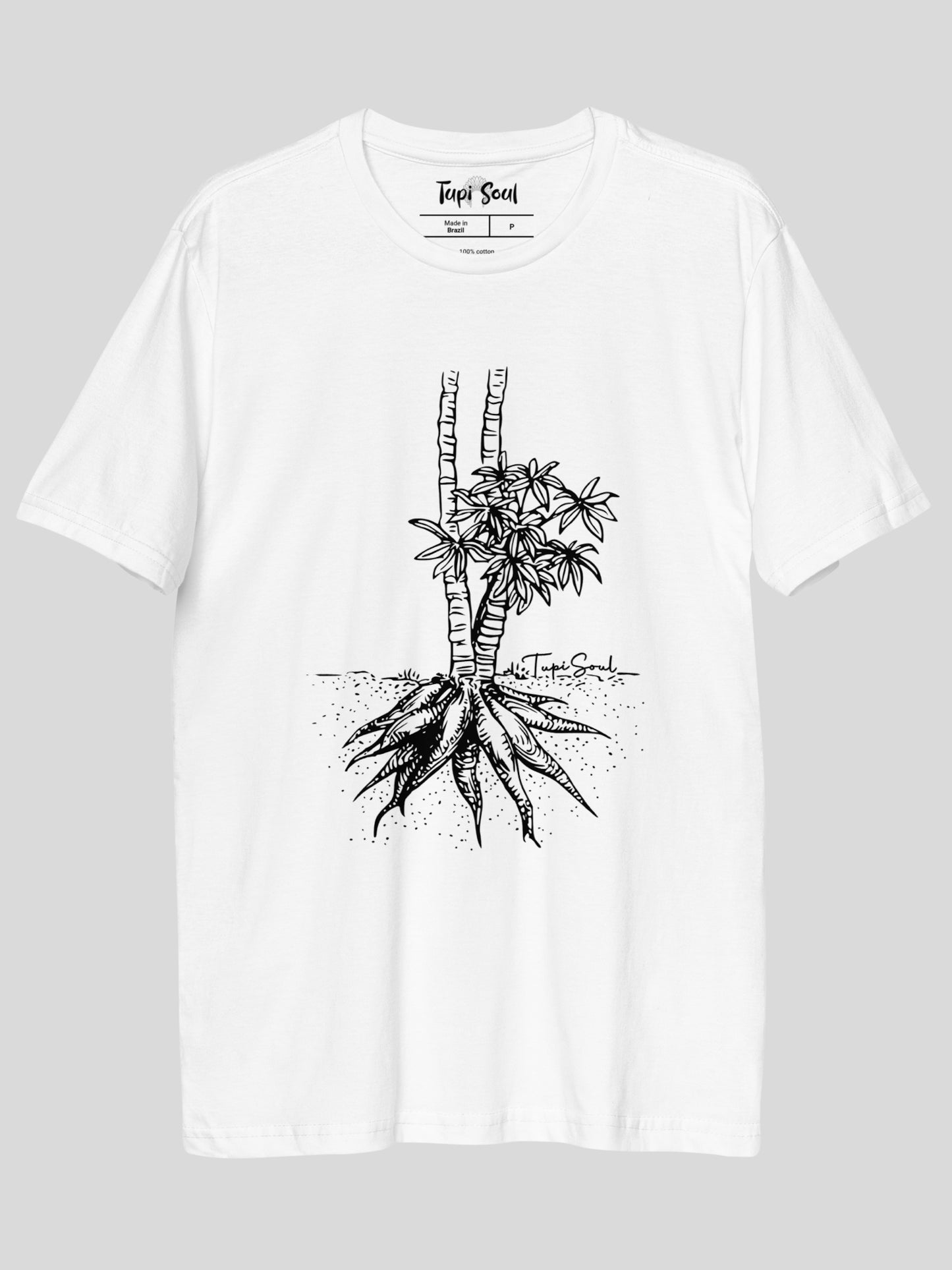 Camiseta Raízes da Mandioca: Conexão da Terra Amazônica