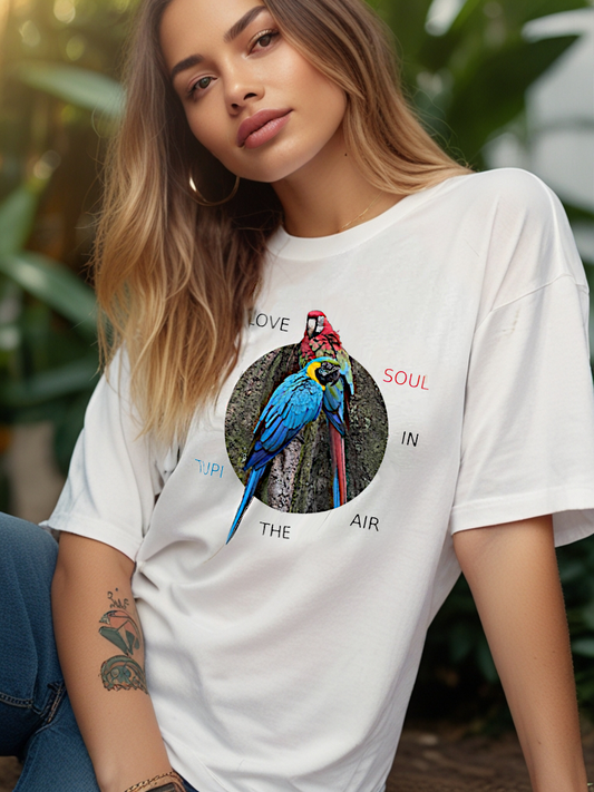 Amor na Amazônia: Camiseta Araras Vermelha e Azul